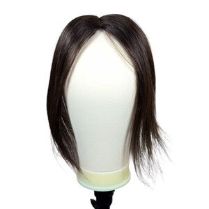 Dark Brown Human Hair Swiss Lace 12 Inch Hair Topper